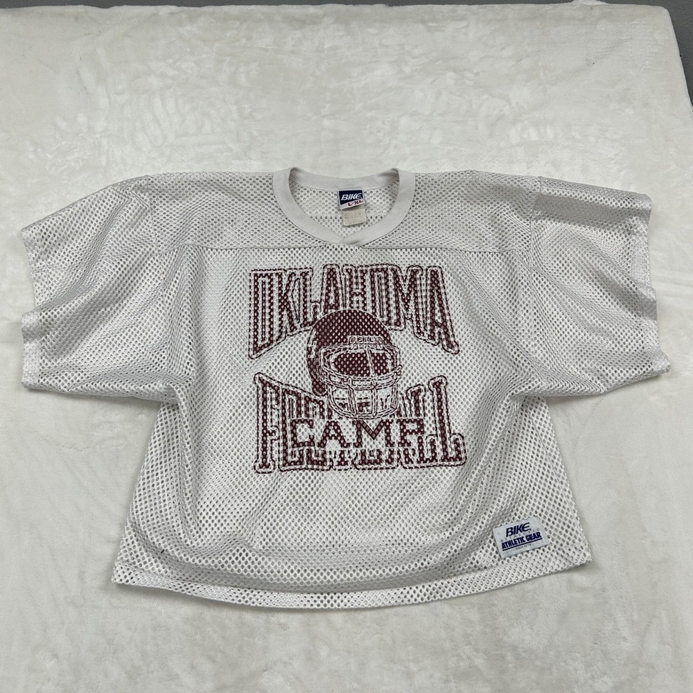Bike Jersey Oklahoma Football Camp Mens L-XL White Mesh Maroon Graphic 0825